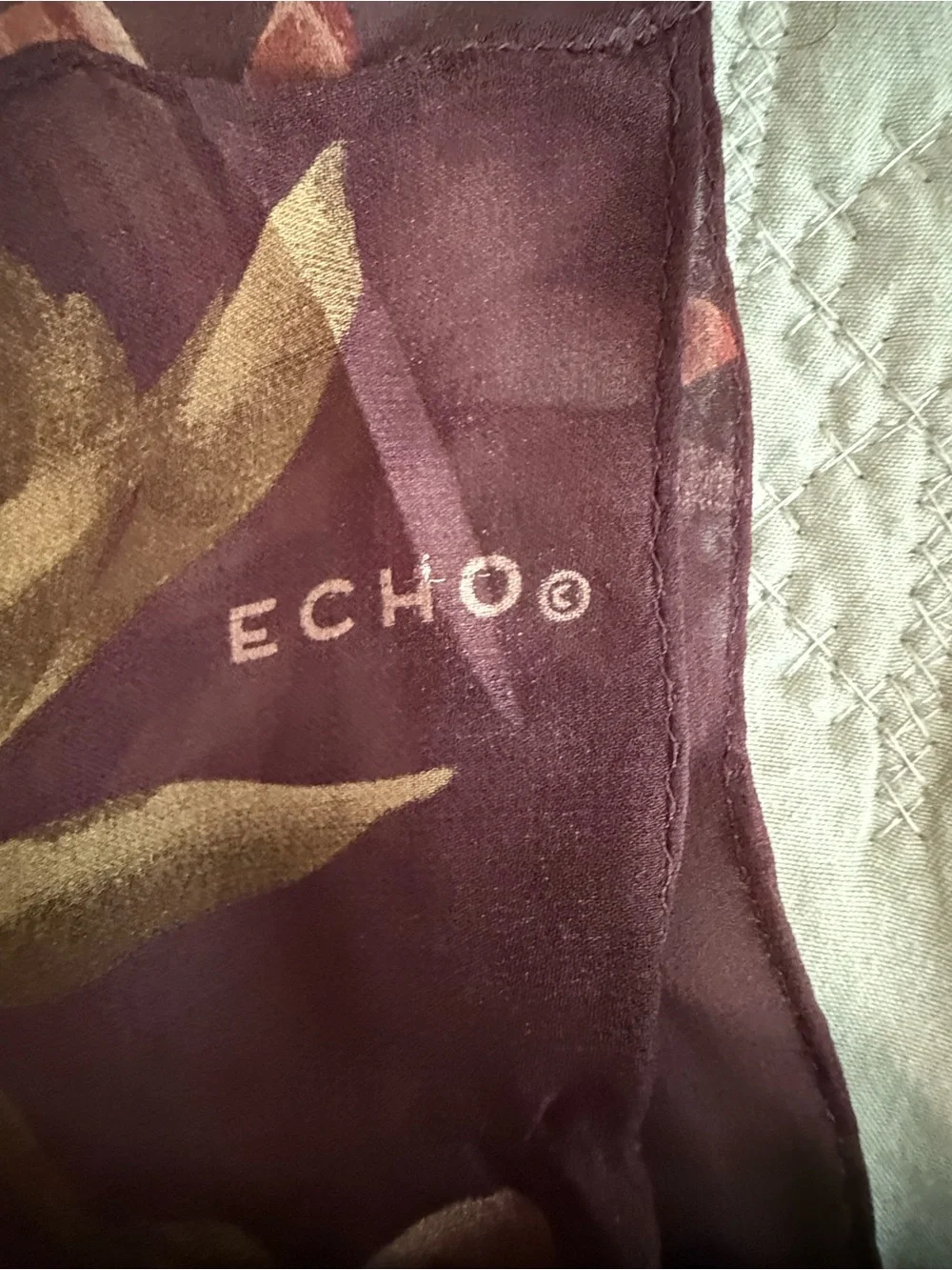 Echo Floral Sheer Scarf in Burgundy and Cream